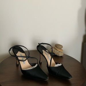 Manolo Blahnik Black Satin Heels